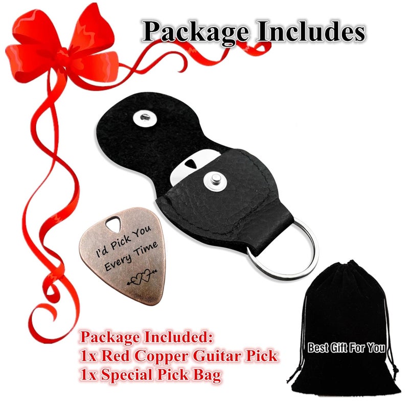 JUPPE Birthday Gifts For Husband or Wife, Bronze Metal Guitar Picks & Bass Picks, I Pick You Guitar Pick Music Gifts For Him Her Boyfriend Girlfriend (I Pick You) - Image 2